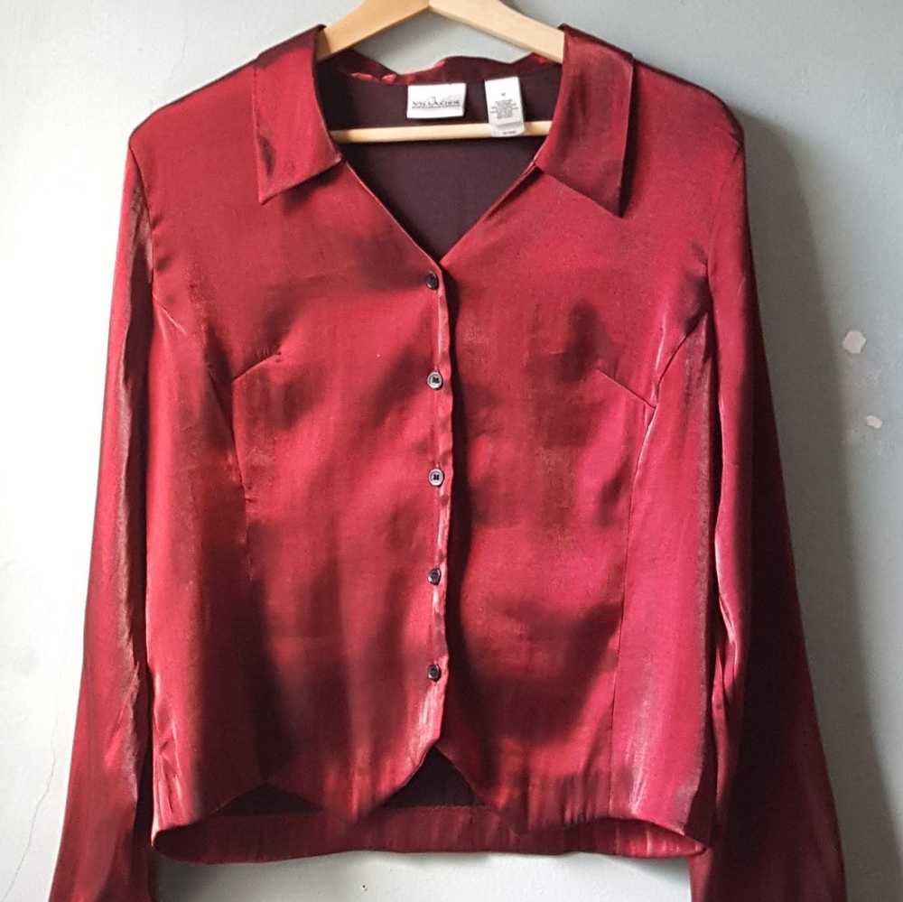 Red metallic blouse